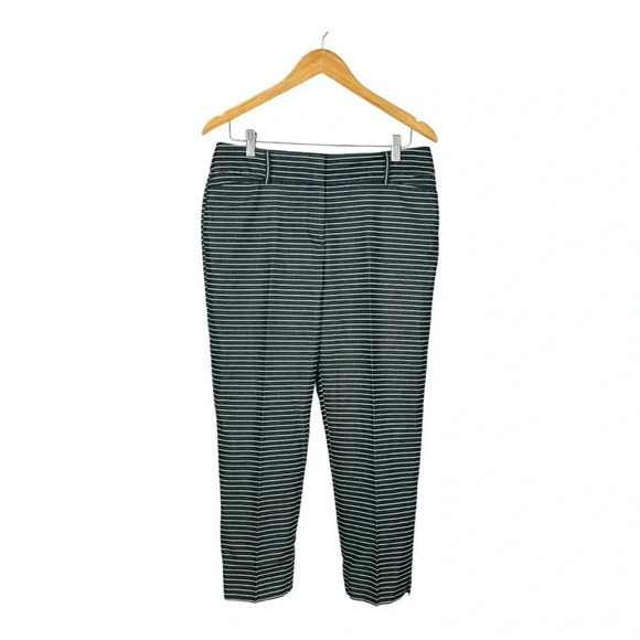 Ann Taylor LOFT Julie Cropped Pants Striped‎ Riviera Black White Women Size 8 - Picture 1 of 7